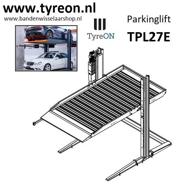 TPL27E-1 2.7T car parking lift - electric release of safety locks - no air pressure required - 2 columns - 2 cars - Werkplaats toebehoor: afbeelding 2 TPL27E-1 2.7T car parking lift - electric release of safety locks - no air pressure required - 2 columns - 2 cars - Werkplaats toebehoor: afbeelding 2