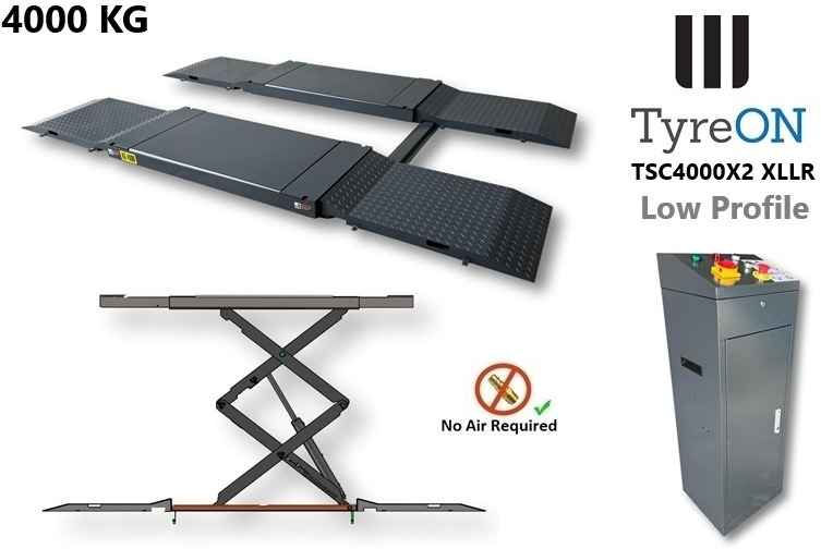 TSC4000X2 XLLR Low Profile 4T floor mounted scissor lift - Large lifting range, 66 cm wide extendable tables 148.5 to 230,5 cm - Hydromechanically locked - no air required - Also for vehicles with 5 c - Werkplaats toebehoor: afbeelding 5 TSC4000X2 XLLR Low Profile 4T floor mounted scissor lift - Large lifting range, 66 cm wide extendable tables 148.5 to 230,5 cm - Hydromechanically locked - no air required - Also for vehicles with 5 c - Werkplaats toebehoor: afbeelding 5