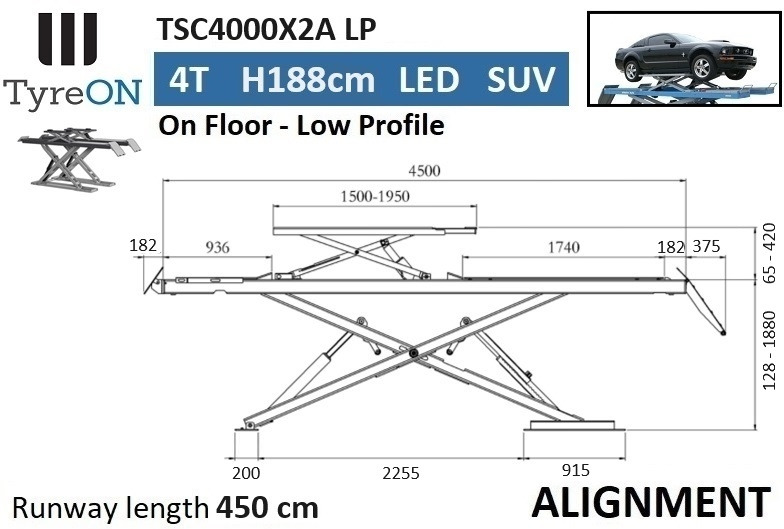 TSC4000X2A LP wheel alignment lift - On floor - Free wheel lifting system - 4.5 m lightened runways (65 cm wide) - Low profile - 4T - Werkplaats toebehoor: afbeelding 4 TSC4000X2A LP wheel alignment lift - On floor - Free wheel lifting system - 4.5 m lightened runways (65 cm wide) - Low profile - 4T - Werkplaats toebehoor: afbeelding 4