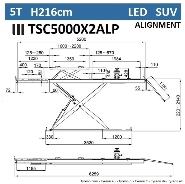 TSC5000X2A LP wheel alignment lift - On floor - Free wheel lifting system - 5.2 m lightened runways (76 cm wide) - Low profile - 5T - Werkplaats toebehoor: afbeelding 3 TSC5000X2A LP wheel alignment lift - On floor - Free wheel lifting system - 5.2 m lightened runways (76 cm wide) - Low profile - 5T - Werkplaats toebehoor: afbeelding 3
