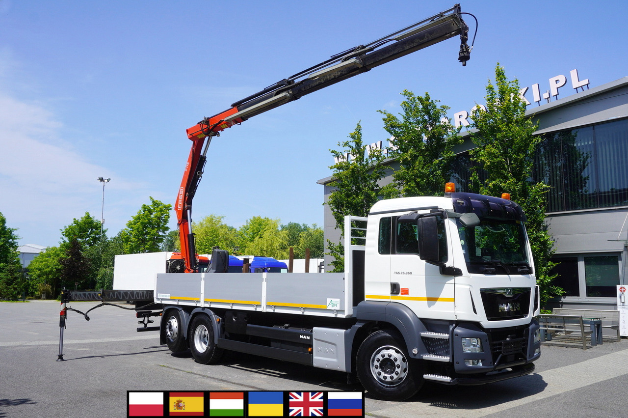 MAN TGS 26.360 Flatbed / Fassi F175 7.7 T / steered 3rd axle - Kraanwagen: afbeelding 1 MAN TGS 26.360 Flatbed / Fassi F175 7.7 T / steered 3rd axle - Kraanwagen: afbeelding 1