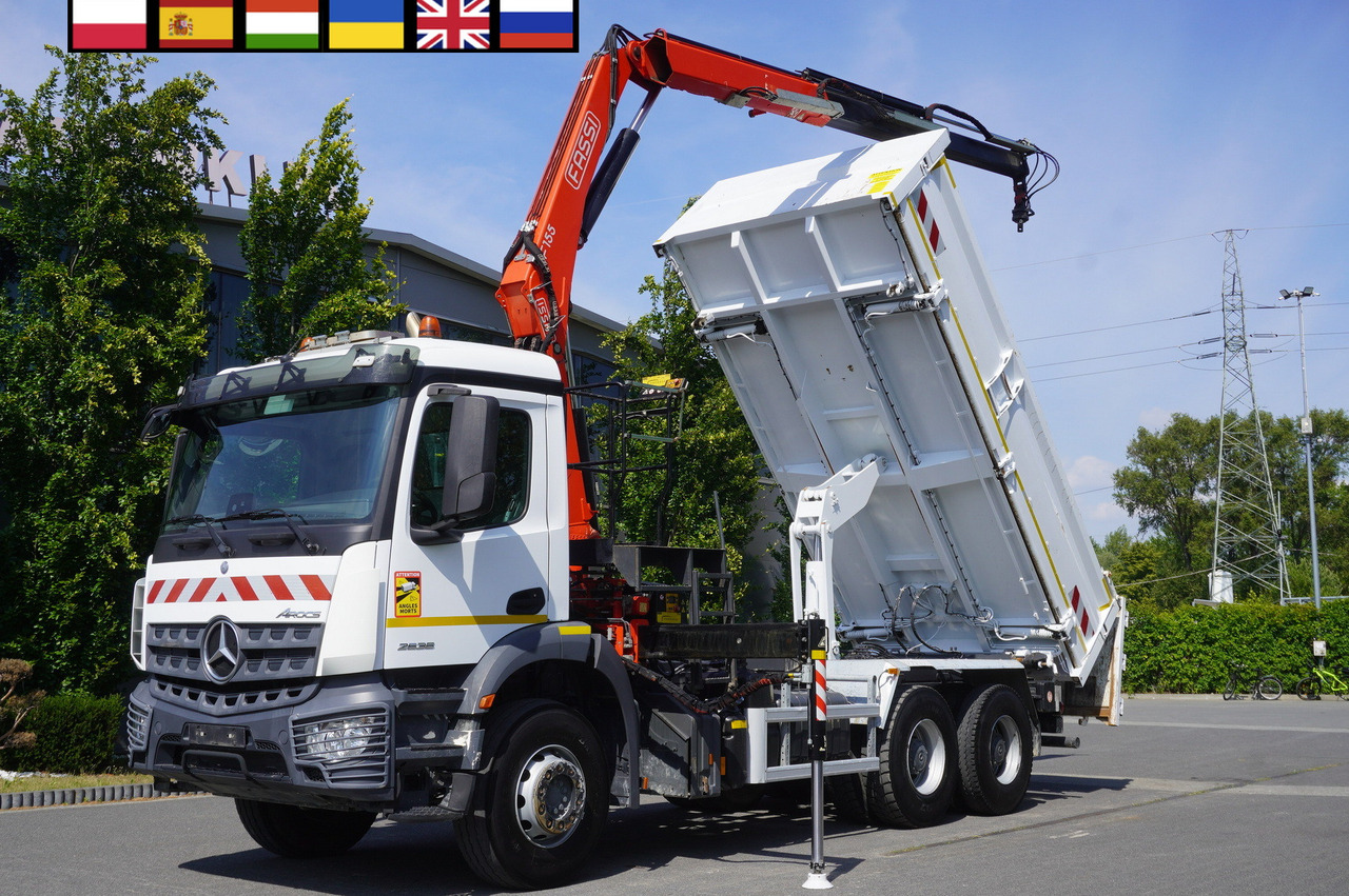 MERCEDES-BENZ AROCS 2636 / Fassi F155A.0.22 crane 6t / 120 tho. km / 3-sided dump truck / 2 x Bordmatic - Vrachtwagen met open laadbak, Kraanwagen: afbeelding 1 MERCEDES-BENZ AROCS 2636 / Fassi F155A.0.22 crane 6t / 120 tho. km / 3-sided dump truck / 2 x Bordmatic - Vrachtwagen met open laadbak, Kraanwagen: afbeelding 1