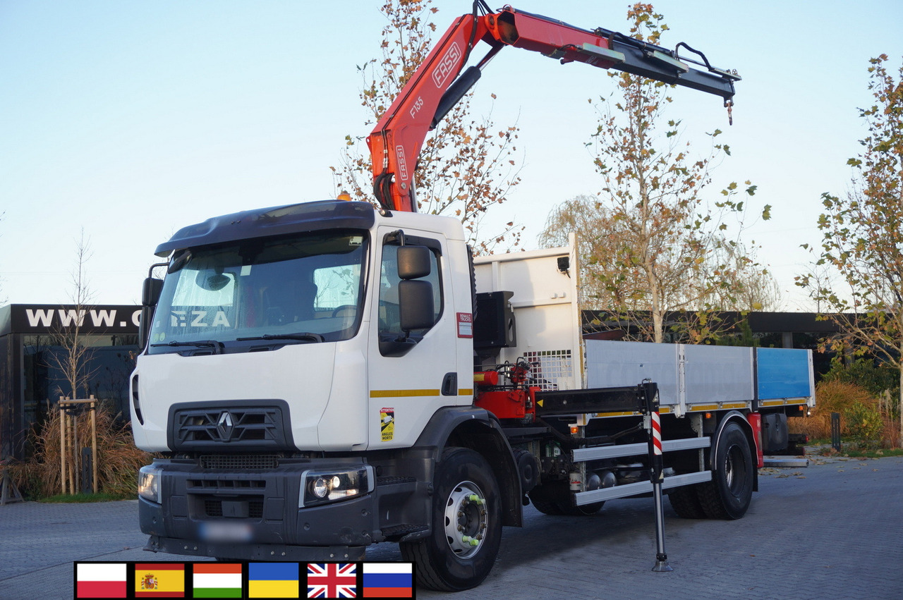 RENAULT C280 DTI 8 / FASSI crane 5.6 T / range 8 m / Flatbed 15 EPAL - Vrachtwagen met open laadbak, Kraanwagen: afbeelding 1 RENAULT C280 DTI 8 / FASSI crane 5.6 T / range 8 m / Flatbed 15 EPAL - Vrachtwagen met open laadbak, Kraanwagen: afbeelding 1