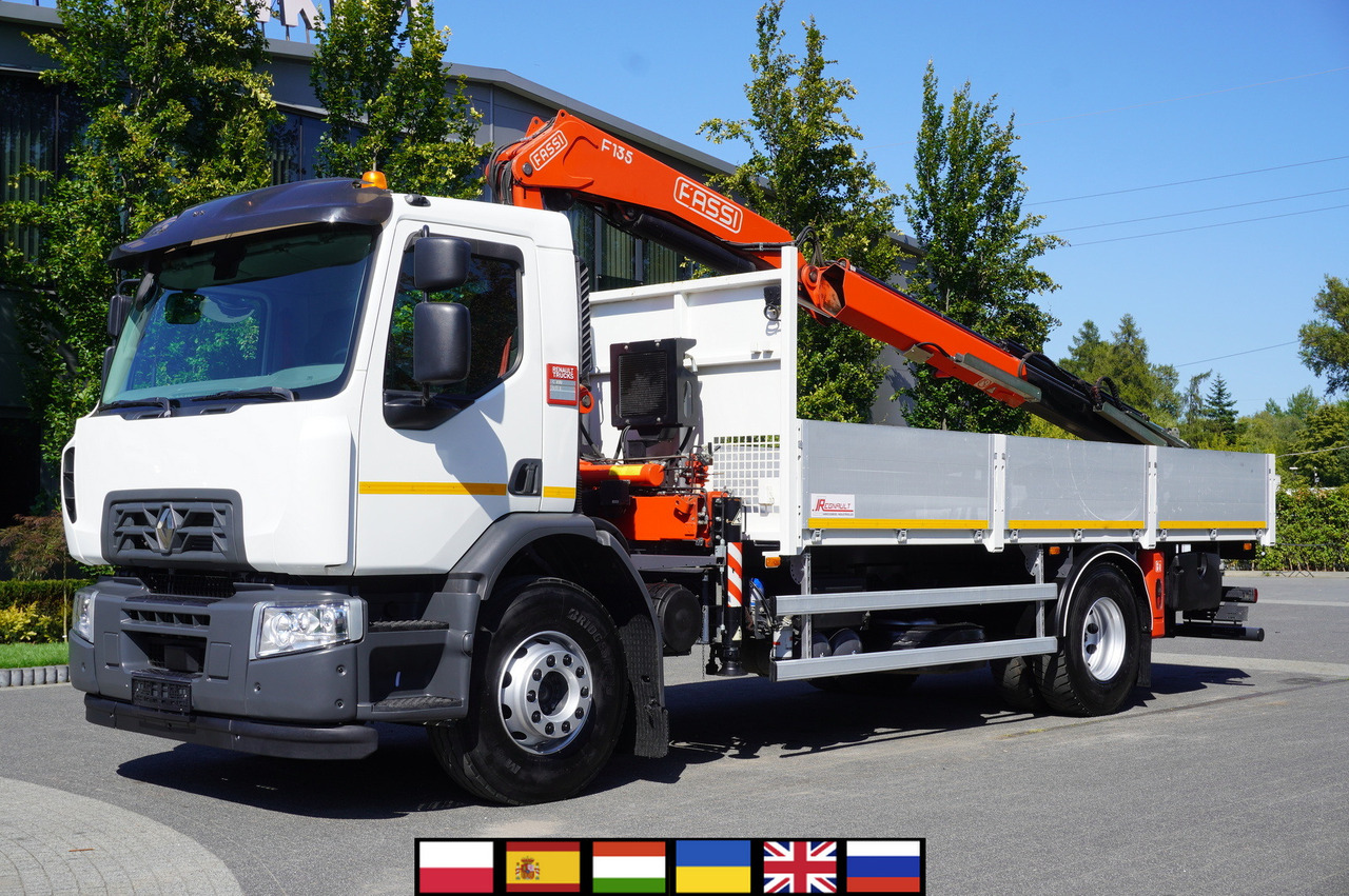 RENAULT C280 DTI 8 / FASSI crane 5.6 T / range 8 m / Flatbed 15 EPAL - Vrachtwagen met open laadbak, Kraanwagen: afbeelding 1 RENAULT C280 DTI 8 / FASSI crane 5.6 T / range 8 m / Flatbed 15 EPAL - Vrachtwagen met open laadbak, Kraanwagen: afbeelding 1