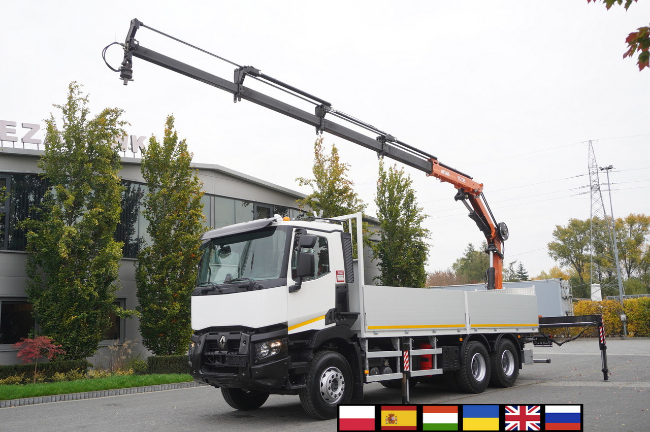 RENAULT C380 Comfort 6x4 / Atlas 172.3E crane / Range 12.3 m / capacity 6.1 t / Flatbed 17 EPAL - Vrachtwagen met open laadbak, Kraanwagen: afbeelding 1 RENAULT C380 Comfort 6x4 / Atlas 172.3E crane / Range 12.3 m / capacity 6.1 t / Flatbed 17 EPAL - Vrachtwagen met open laadbak, Kraanwagen: afbeelding 1