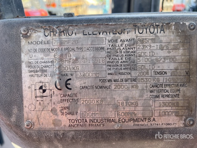 2004 Toyota 7FBMF20 2000 kg Chariot Elevateur Electric Forklift - Elektrische heftruck: afbeelding 1 2004 Toyota 7FBMF20 2000 kg Chariot Elevateur Electric Forklift - Elektrische heftruck: afbeelding 1