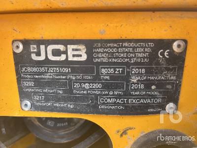 JCB 8035ZT Mini-Pelle - Minigraafmachine: afbeelding 5 JCB 8035ZT Mini-Pelle - Minigraafmachine: afbeelding 5