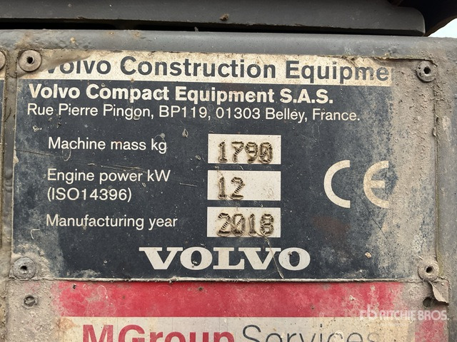 2018 Volvo EC18D Mini Excavator: <6.6t - Minigraafmachine: afbeelding 5 2018 Volvo EC18D Mini Excavator: <6.6t - Minigraafmachine: afbeelding 5