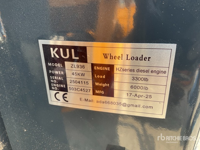 2025 KUL ZL936 (Unused) Wheel Loader - Wiellader: afbeelding 1 2025 KUL ZL936 (Unused) Wheel Loader - Wiellader: afbeelding 1