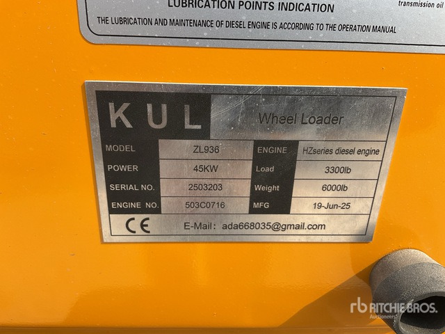 2025 KUL ZL936 (Unused) Wheel Loader - Wiellader: afbeelding 1 2025 KUL ZL936 (Unused) Wheel Loader - Wiellader: afbeelding 1