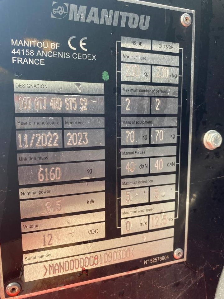 Knikarmhoogwerker Manitou 160 ATJ: afbeelding 20 Knikarmhoogwerker Manitou 160 ATJ: afbeelding 20