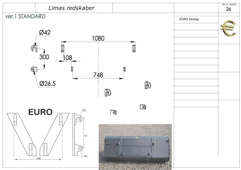 Limas Ny 1,5m Uni. Skovl med Euro - Voorladerbak voor Landbouwmachine: afbeelding 2 Limas Ny 1,5m Uni. Skovl med Euro - Voorladerbak voor Landbouwmachine: afbeelding 2