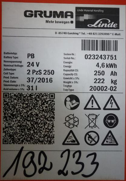 GRUMA 24 Volt 2 PzS 250 Ah - Batterij voor Intern transport: afbeelding 5 GRUMA 24 Volt 2 PzS 250 Ah - Batterij voor Intern transport: afbeelding 5