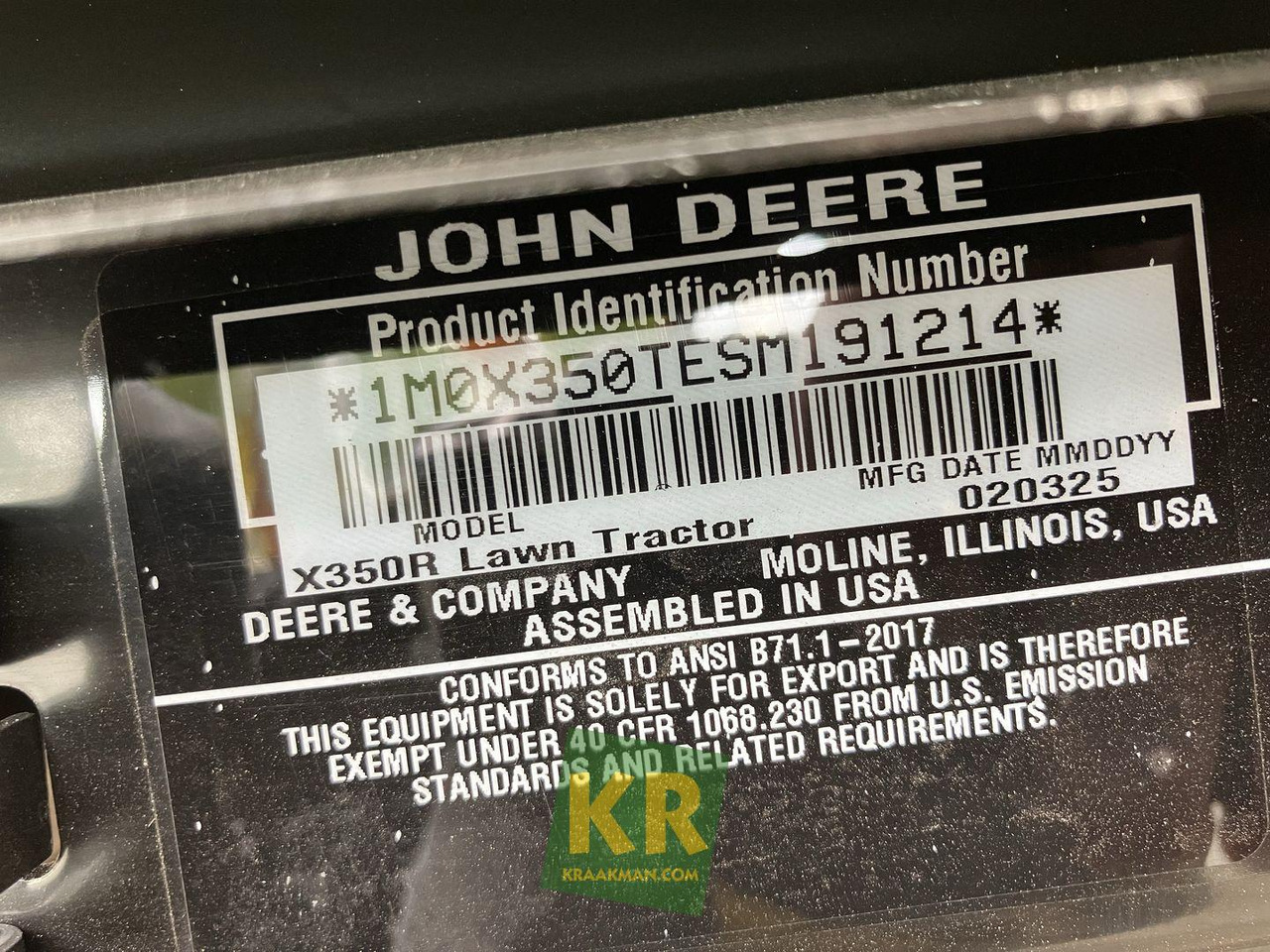 John Deere X350R - Gazonmaaier: afbeelding 4 John Deere X350R - Gazonmaaier: afbeelding 4