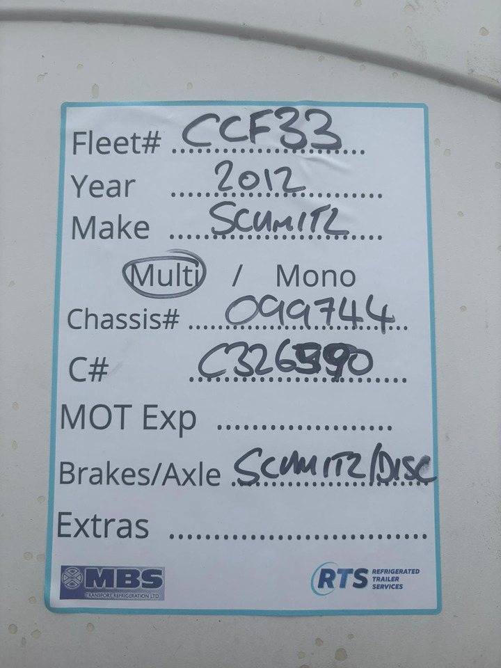 2012 Schmitz 13.6m Fridge Trailer – CCF33 - Koelwagen oplegger: afbeelding 2 2012 Schmitz 13.6m Fridge Trailer – CCF33 - Koelwagen oplegger: afbeelding 2