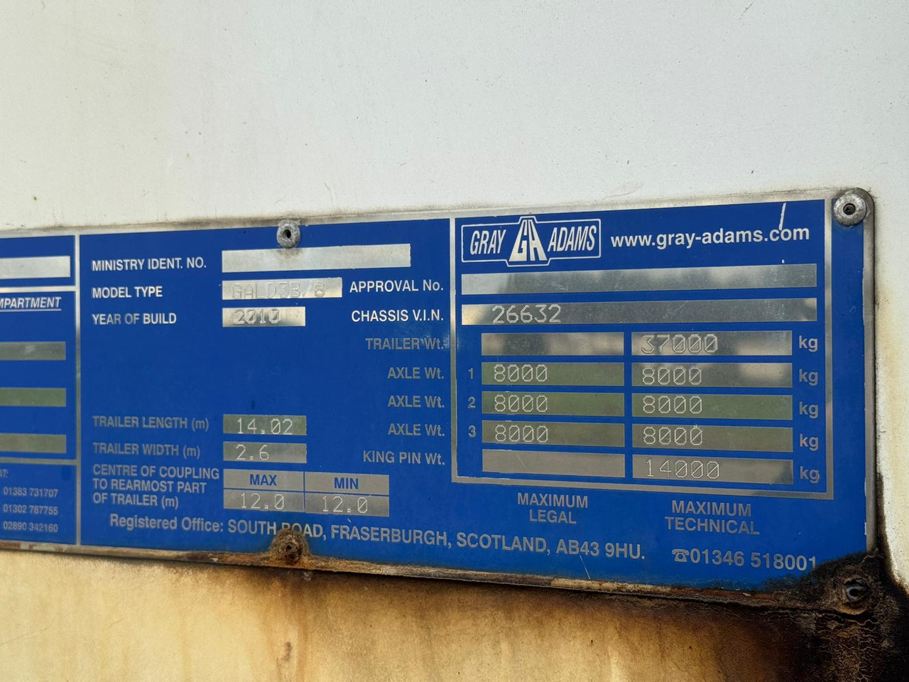 Gray and Adams 2010 Vector 1850 MT – D11 - Koelwagen oplegger: afbeelding 5 Gray and Adams 2010 Vector 1850 MT – D11 - Koelwagen oplegger: afbeelding 5