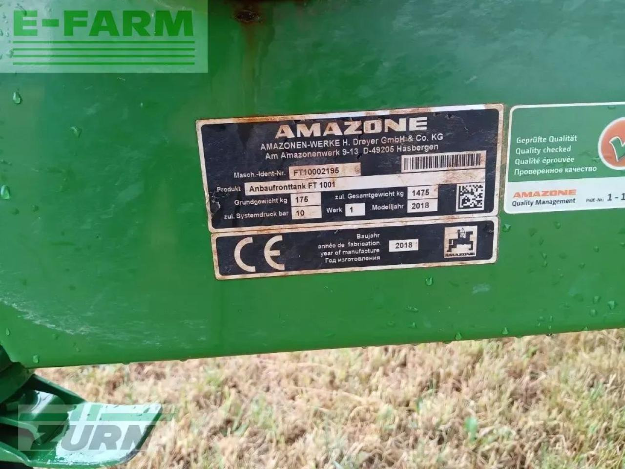 Amazone uf1501 - Getrokken veldspuit: afbeelding 3 Amazone uf1501 - Getrokken veldspuit: afbeelding 3
