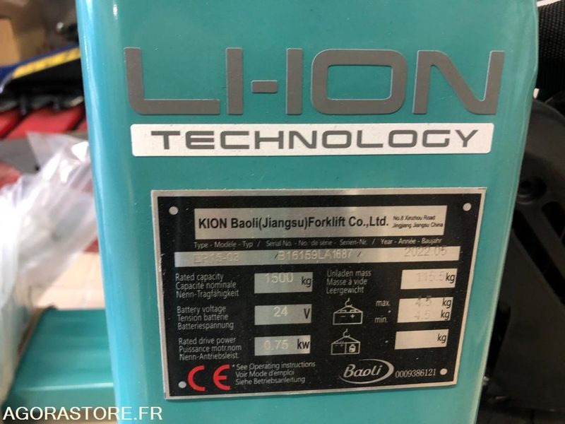 1 Transpalette Electrique 1500 Kg BAOLI - NEUF - Bouwmaterieel: afbeelding 3 1 Transpalette Electrique 1500 Kg BAOLI - NEUF - Bouwmaterieel: afbeelding 3