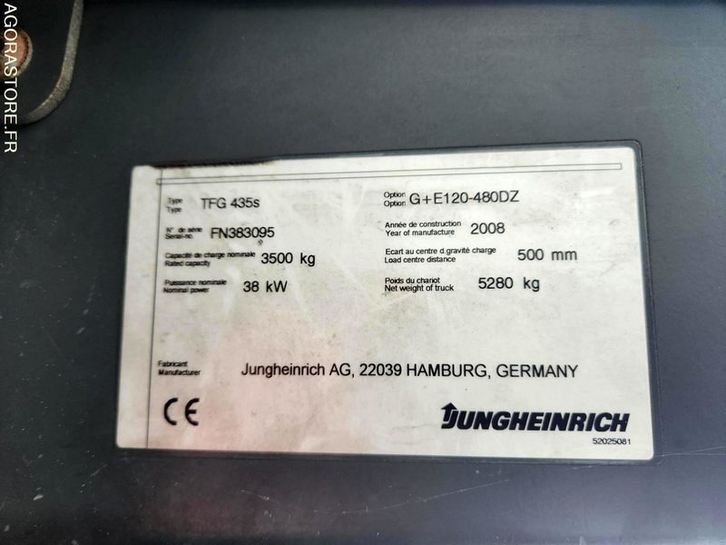 CHARIOT JUNGHEINRICH DFG 435s 480DZ - 2008 / 3260 HEURES - LPG heftruck: afbeelding 4 CHARIOT JUNGHEINRICH DFG 435s 480DZ - 2008 / 3260 HEURES - LPG heftruck: afbeelding 4