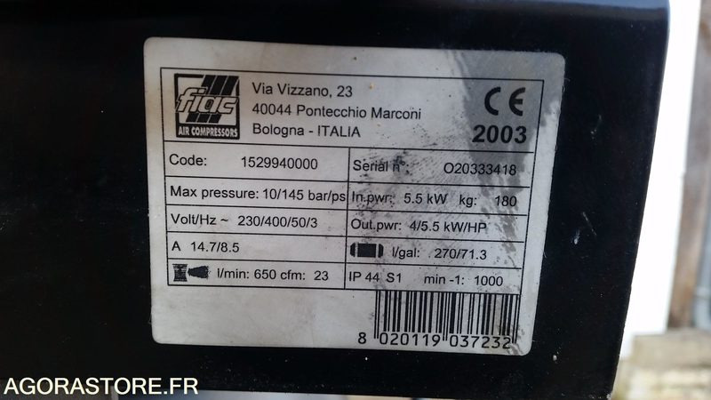 COMPRESSEUR VERTICAL DE MARQUE FIAC TYPE AB-300-670 CUVE 270l TRIPHASE - Luchtcompressor: afbeelding 3 COMPRESSEUR VERTICAL DE MARQUE FIAC TYPE AB-300-670 CUVE 270l TRIPHASE - Luchtcompressor: afbeelding 3
