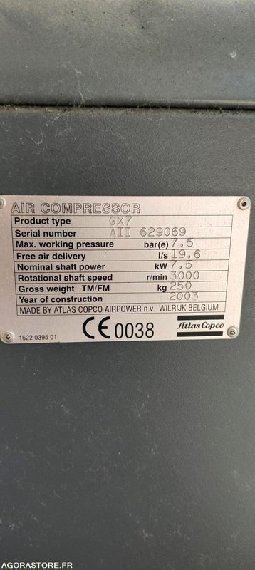 Compresseur Atlas GX7 - Luchtcompressor: afbeelding 3 Compresseur Atlas GX7 - Luchtcompressor: afbeelding 3