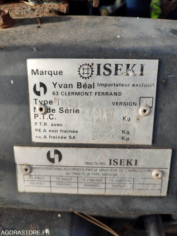 Tracteur ISEKI TM215 - en panne - Tractor: afbeelding 5 Tracteur ISEKI TM215 - en panne - Tractor: afbeelding 5