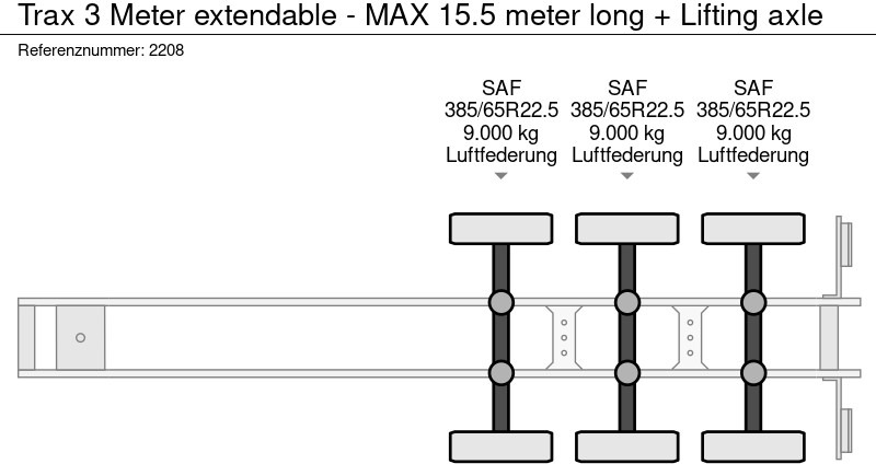 Vlakke/ Open oplegger Trax 3 Meter extendable - MAX 15.5 meter long + Lifting axle: afbeelding 17