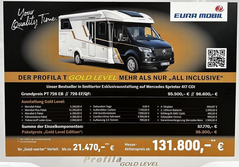 Eura Mobil PROFILA T 726 EB /- 2026 - / GOLD - LEVEL PAKET - Half integraal camper: afbeelding 1 Eura Mobil PROFILA T 726 EB /- 2026 - / GOLD - LEVEL PAKET - Half integraal camper: afbeelding 1