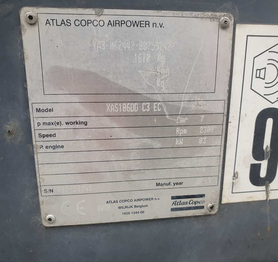 Atlas Copco XAS 186 air compressor - Luchtcompressor: afbeelding 3 Atlas Copco XAS 186 air compressor - Luchtcompressor: afbeelding 3