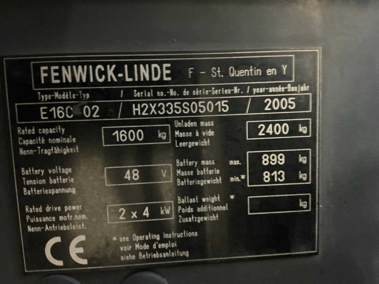 2005 LINDE-FENWICK E16C-02 FORKLIFT - Heftruck: afbeelding 2 2005 LINDE-FENWICK E16C-02 FORKLIFT - Heftruck: afbeelding 2