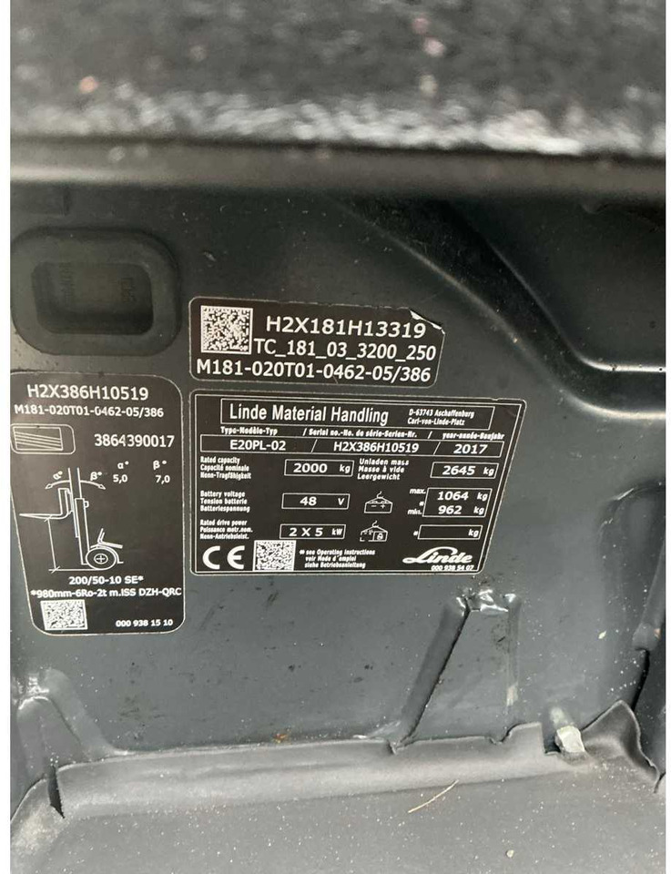 Heftruck 2017 LINDE E20PL-02 FORKLIFT: afbeelding 26