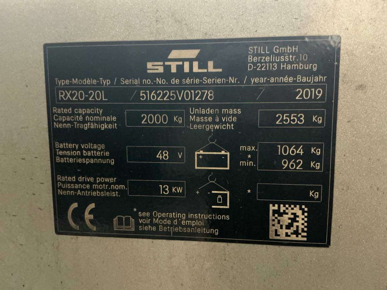 2019 STILL RX20-20L FORKLIFT - Heftruck: afbeelding 1 2019 STILL RX20-20L FORKLIFT - Heftruck: afbeelding 1