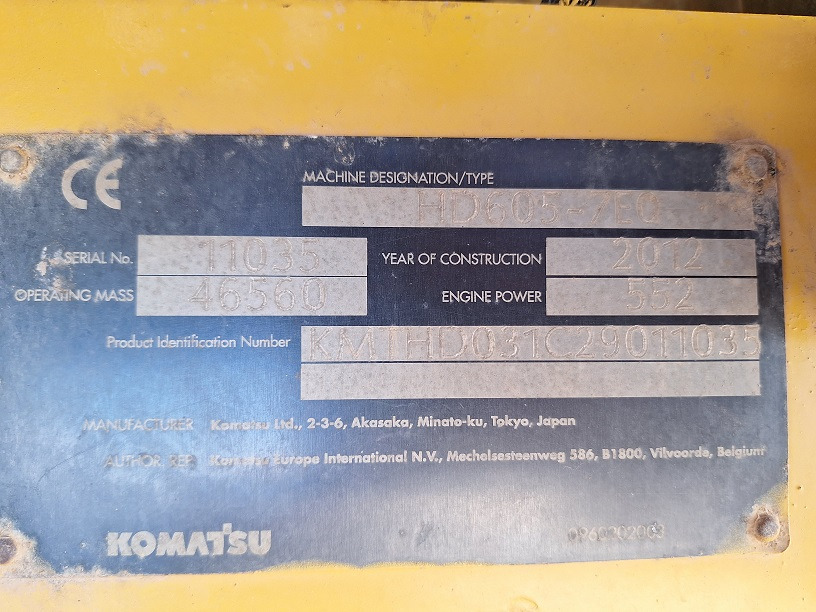 KOMATSU HD605-7EO - Zelfrijdende kiepwagen: afbeelding 5 KOMATSU HD605-7EO - Zelfrijdende kiepwagen: afbeelding 5