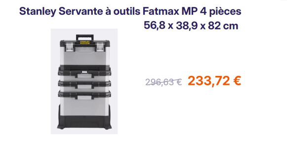 Werkplaats toebehoor Servante d'atelier sur roulettes STANLEY FATMAX MP 4 pièces: afbeelding 1