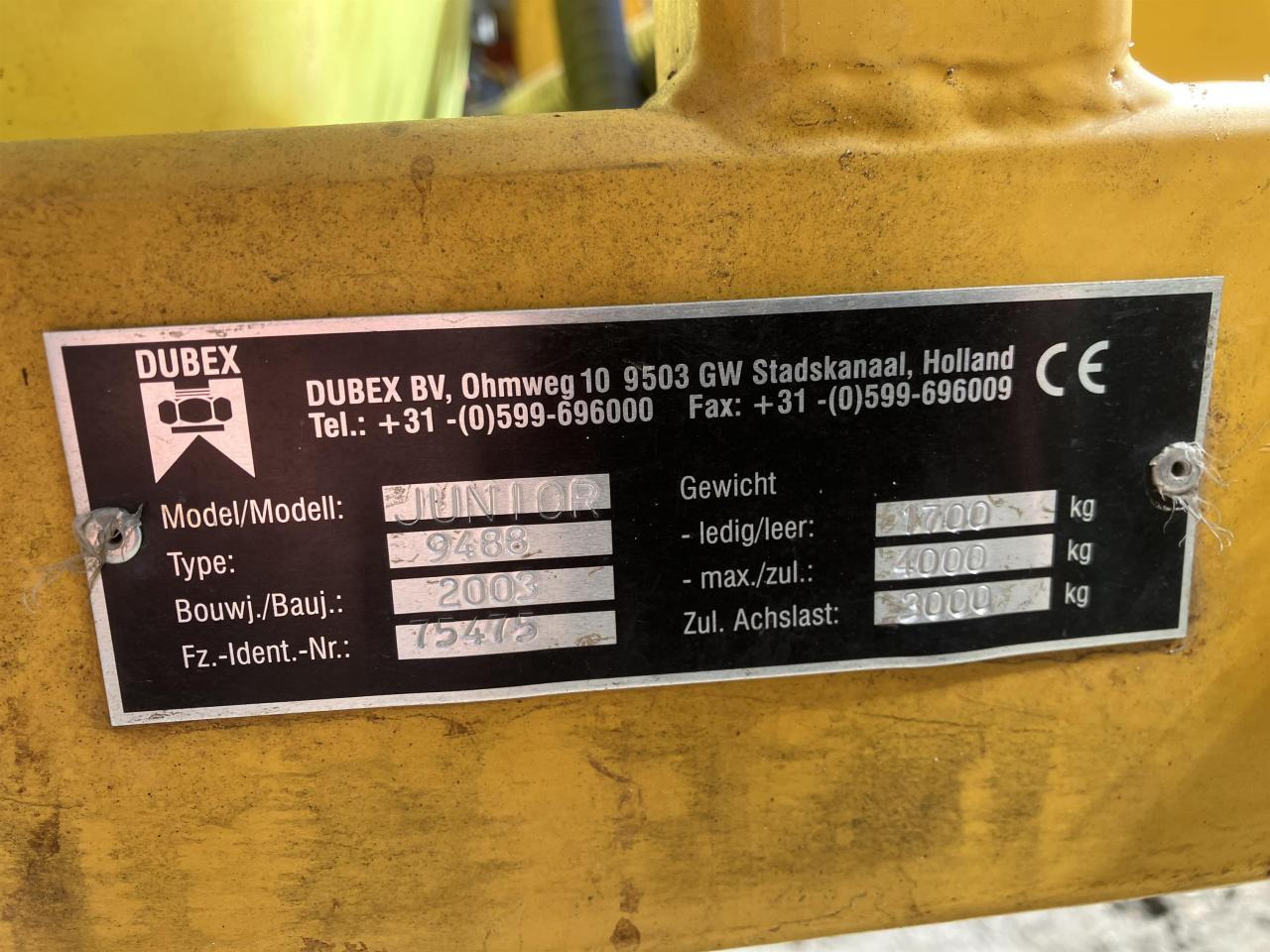 Dubex Junior 2500-27 - Getrokken veldspuit: afbeelding 4 Dubex Junior 2500-27 - Getrokken veldspuit: afbeelding 4