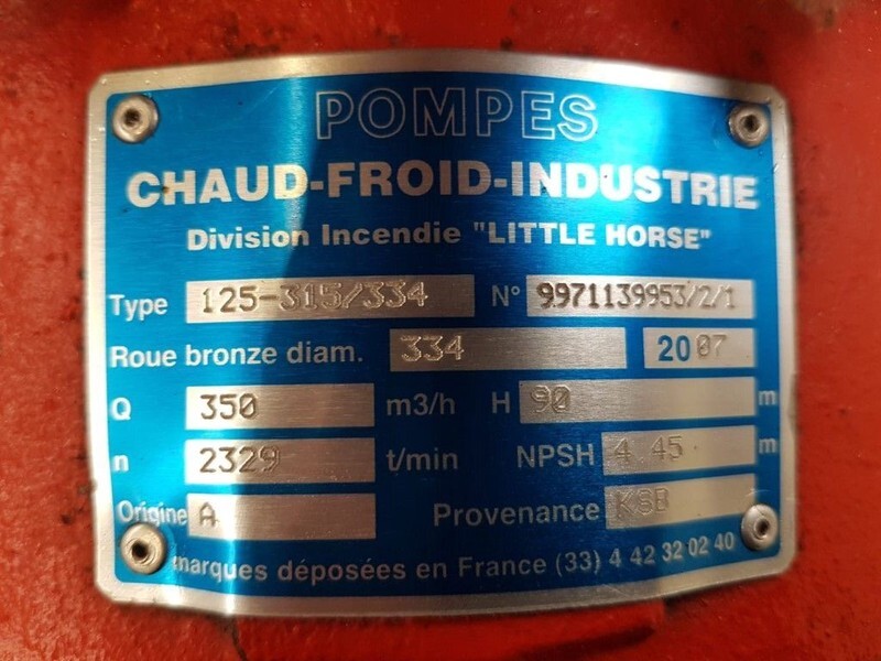Chaud-Froid-Industrie KSB 125-315 / 334 Waterpomp 350 m3 / h 10 Bar Ex emergency - Water pomp: afbeelding 2 Chaud-Froid-Industrie KSB 125-315 / 334 Waterpomp 350 m3 / h 10 Bar Ex emergency - Water pomp: afbeelding 2