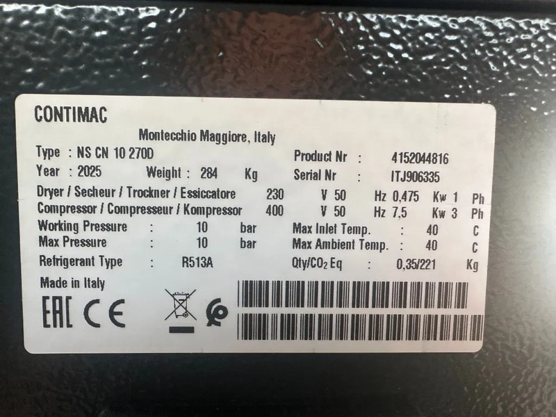 Contimac NS CN 10S 270D 7.5 kW 965 L / min 10 Bar Elektrische Schroefcompressor met Droger en Ketel - Luchtcompressor: afbeelding 3 Contimac NS CN 10S 270D 7.5 kW 965 L / min 10 Bar Elektrische Schroefcompressor met Droger en Ketel - Luchtcompressor: afbeelding 3