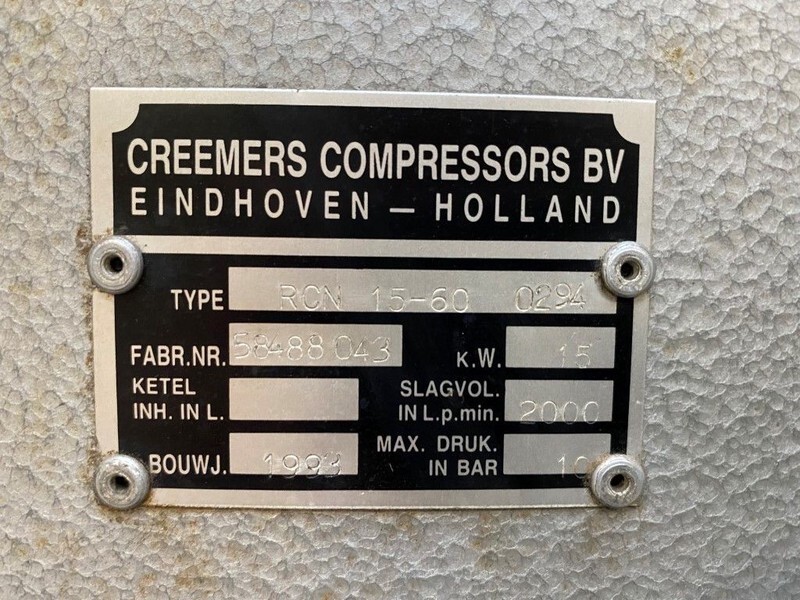 Creemers RCN 15-60 15 kW 2000 L / min 10 Bar Elektrische Schroefcompressor - Luchtcompressor: afbeelding 4 Creemers RCN 15-60 15 kW 2000 L / min 10 Bar Elektrische Schroefcompressor - Luchtcompressor: afbeelding 4