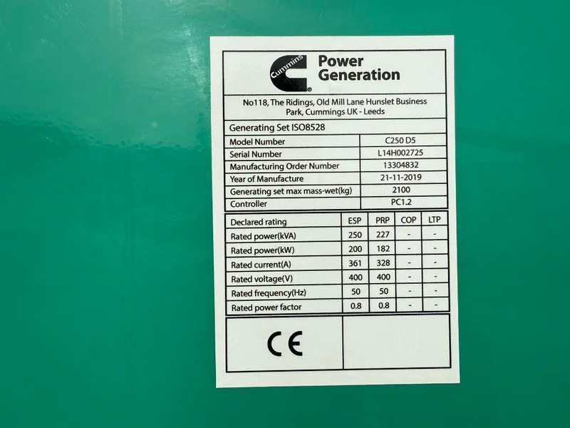 Cummins D250 D5 Stamford 250 kVA Silent generatorset 2019 ! - Industrie generator: afbeelding 3 Cummins D250 D5 Stamford 250 kVA Silent generatorset 2019 ! - Industrie generator: afbeelding 3