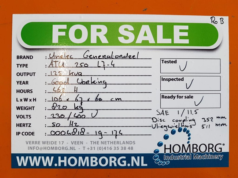 Industrie generator Generatordeel Unelec 125 kVA generatordeel Alternator: afbeelding 9
