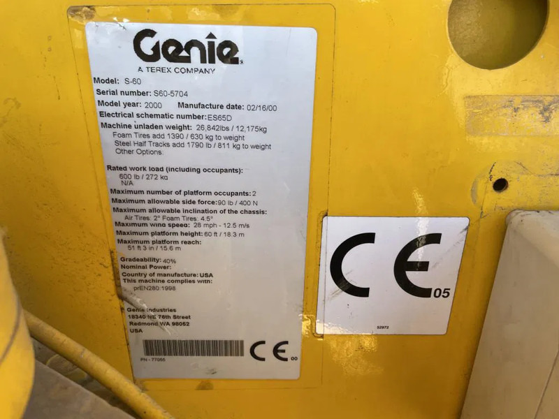 Genie S-60 Deutz Diesel 4 x 4 Telescoophoogwerker 17.6 meter werkhoogte - Telescoophoogwerker: afbeelding 4 Genie S-60 Deutz Diesel 4 x 4 Telescoophoogwerker 17.6 meter werkhoogte - Telescoophoogwerker: afbeelding 4