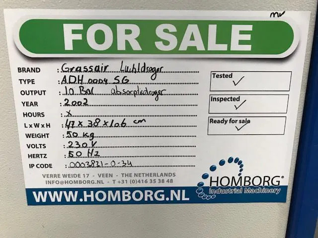Luchtcompressor Grassair ADH0004SG 10 Bar Absorptiedroger: afbeelding 7 Luchtcompressor Grassair ADH0004SG 10 Bar Absorptiedroger: afbeelding 7