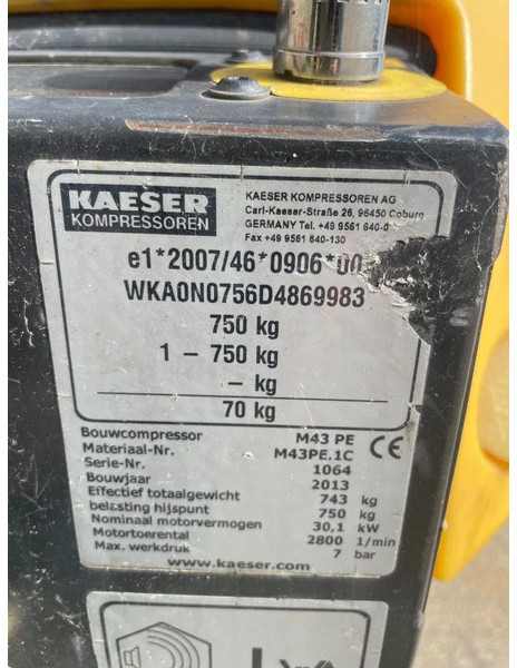 Luchtcompressor Kaeser M43 Kubota 4,2 m3 / min 7 Bar 30kW mobiele Compressor: afbeelding 15