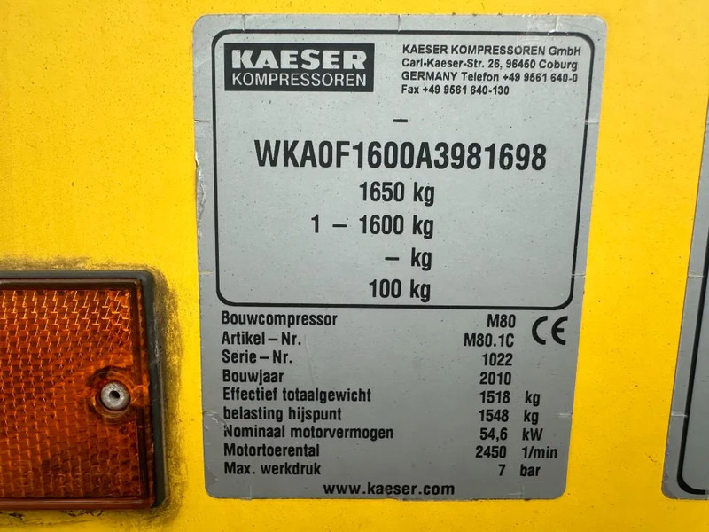 Kaeser M80 Kubota 8.1 m3 / min 7 Bar 55 kW Mobiele Silent Diesel Compressor - Luchtcompressor: afbeelding 4 Kaeser M80 Kubota 8.1 m3 / min 7 Bar 55 kW Mobiele Silent Diesel Compressor - Luchtcompressor: afbeelding 4