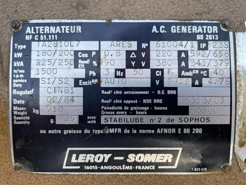 Renault Leroy Somer 250 kVA generatorset - Industrie generator: afbeelding 5 Renault Leroy Somer 250 kVA generatorset - Industrie generator: afbeelding 5