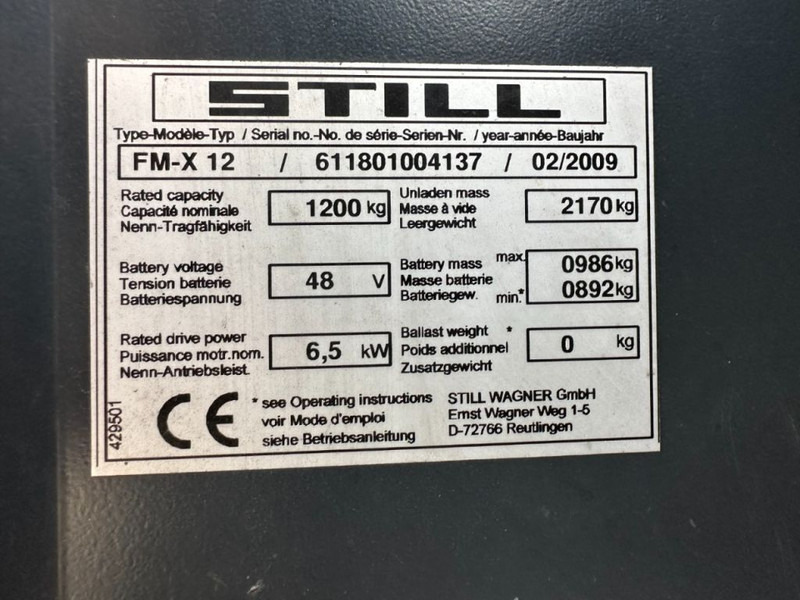 Still FM-X 12 Reachtruck 1.2 ton Triplex Freelift Sideshift Elektra Reachtruck - Reach truck: afbeelding 3 Still FM-X 12 Reachtruck 1.2 ton Triplex Freelift Sideshift Elektra Reachtruck - Reach truck: afbeelding 3