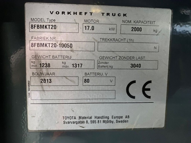 Toyota 2 ton Traigo 20 Duplex Sideshift Elektra Heftruck - Elektrische heftruck: afbeelding 5 Toyota 2 ton Traigo 20 Duplex Sideshift Elektra Heftruck - Elektrische heftruck: afbeelding 5