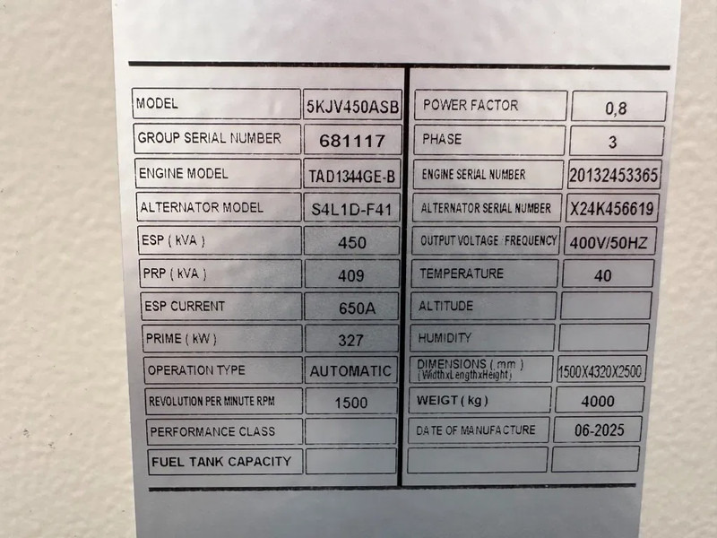 Volvo TAD 1344 GE Stamford 450 kVA Supersilent generatorset New ! - Industrie generator: afbeelding 3 Volvo TAD 1344 GE Stamford 450 kVA Supersilent generatorset New ! - Industrie generator: afbeelding 3