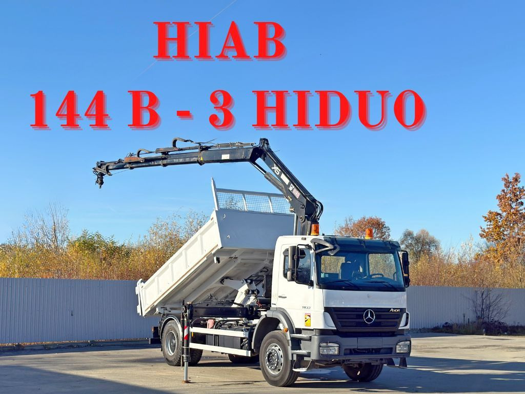 Mercedes-Benz AXOR 1833 * HIAB 144 B - 3 HIDUO + FUNK * TOP - Kipper vrachtwagen, Kraanwagen: afbeelding 1 Mercedes-Benz AXOR 1833 * HIAB 144 B - 3 HIDUO + FUNK * TOP - Kipper vrachtwagen, Kraanwagen: afbeelding 1