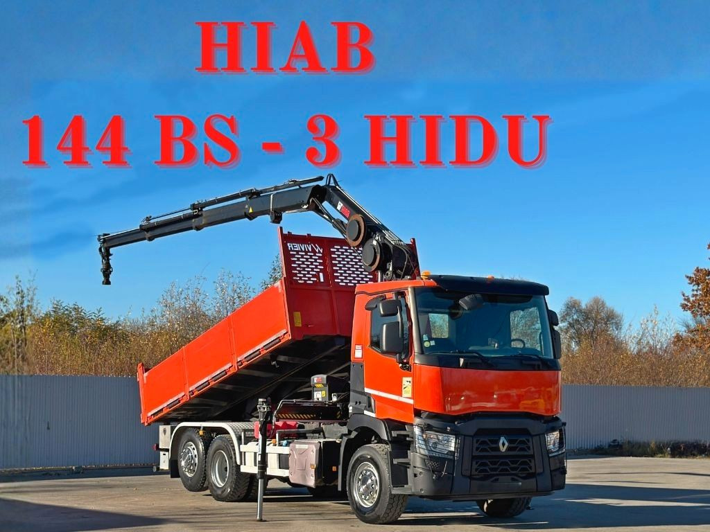Renault C430 * HIAB 144 BS - 3 HIDUO+ FUNK/ 6x2 - Kipper vrachtwagen, Kraanwagen: afbeelding 1 Renault C430 * HIAB 144 BS - 3 HIDUO+ FUNK/ 6x2 - Kipper vrachtwagen, Kraanwagen: afbeelding 1